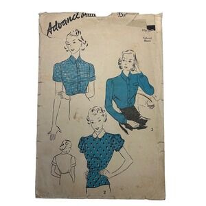 Advance Vintage 1940's? Pattern #1969 Tailored Blouses Size 16 HTF RARE‎